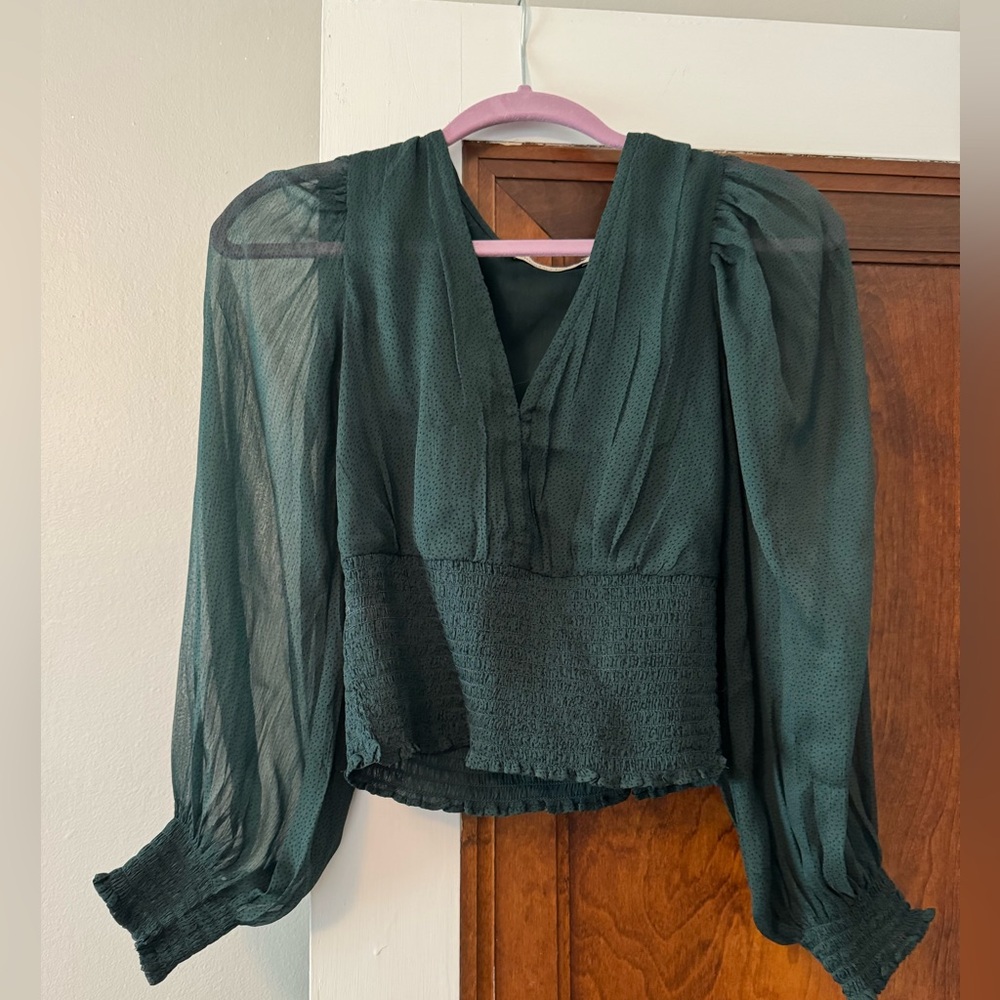 Abercrombie and fitch turquoise polka dot top